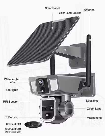 Открытый солнечный Wi-Fi Водонепроницаемая 1080P PTZ ночного видения IP-камера видеонаблюдения CCTV